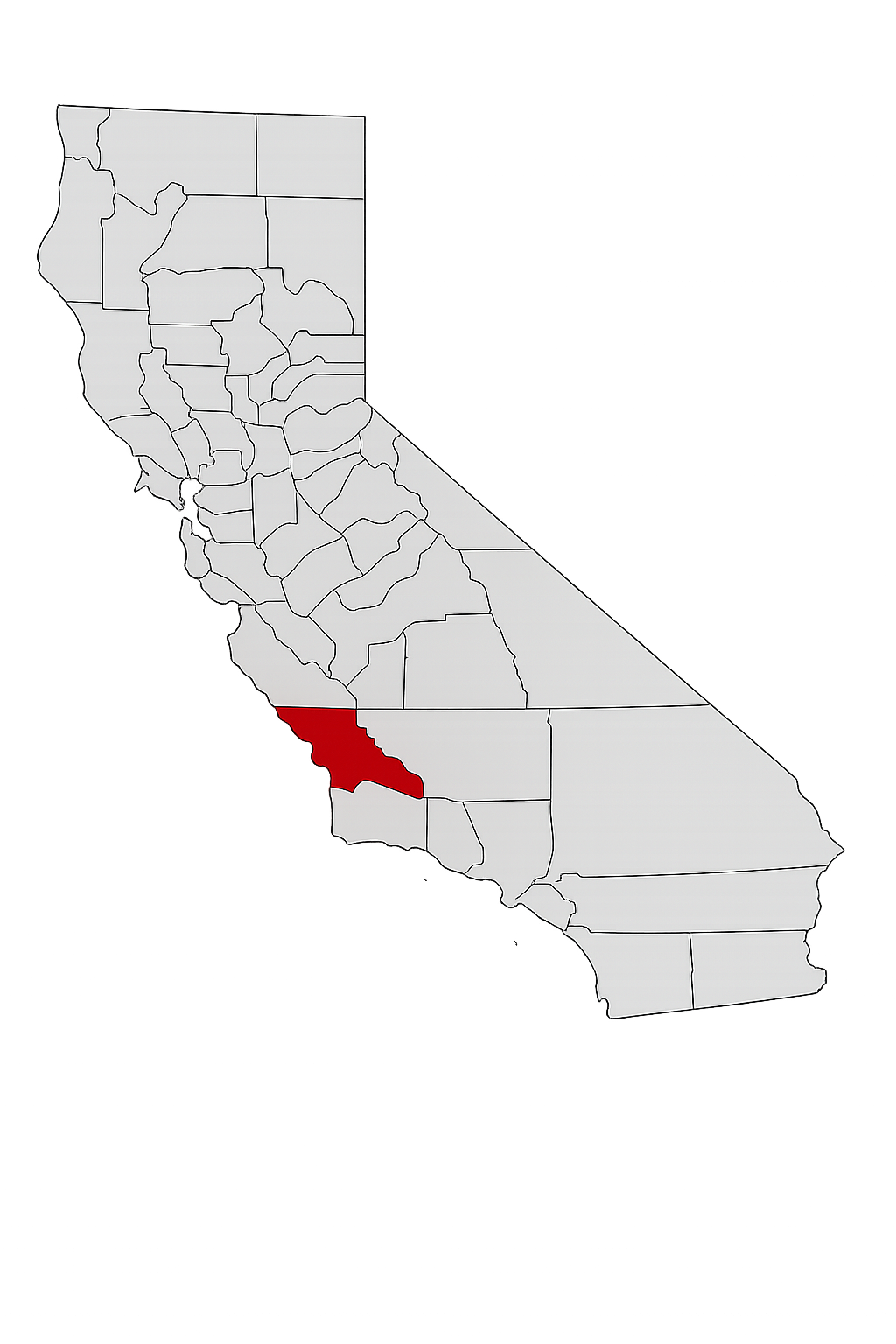 Map of California highlighting San Luis Obispo County