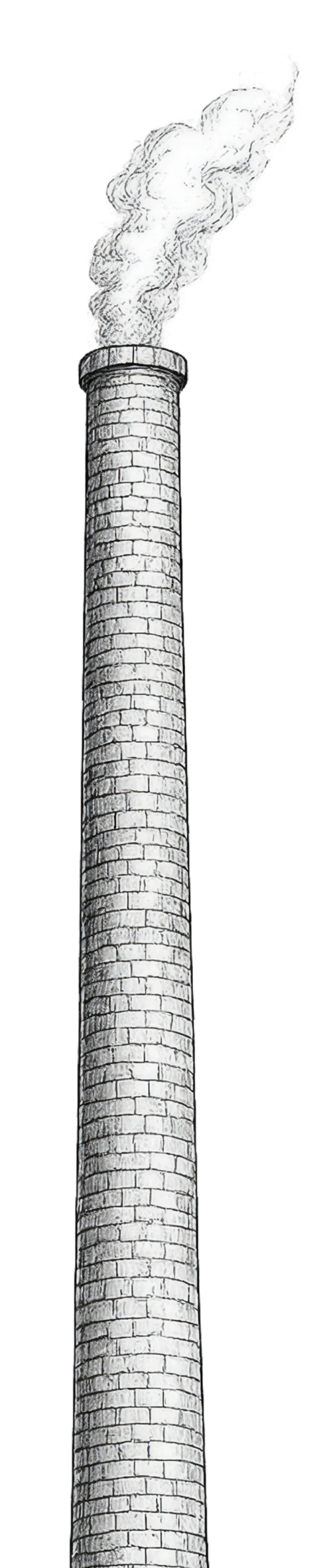 Illustration of a tall brick chimney with smoke